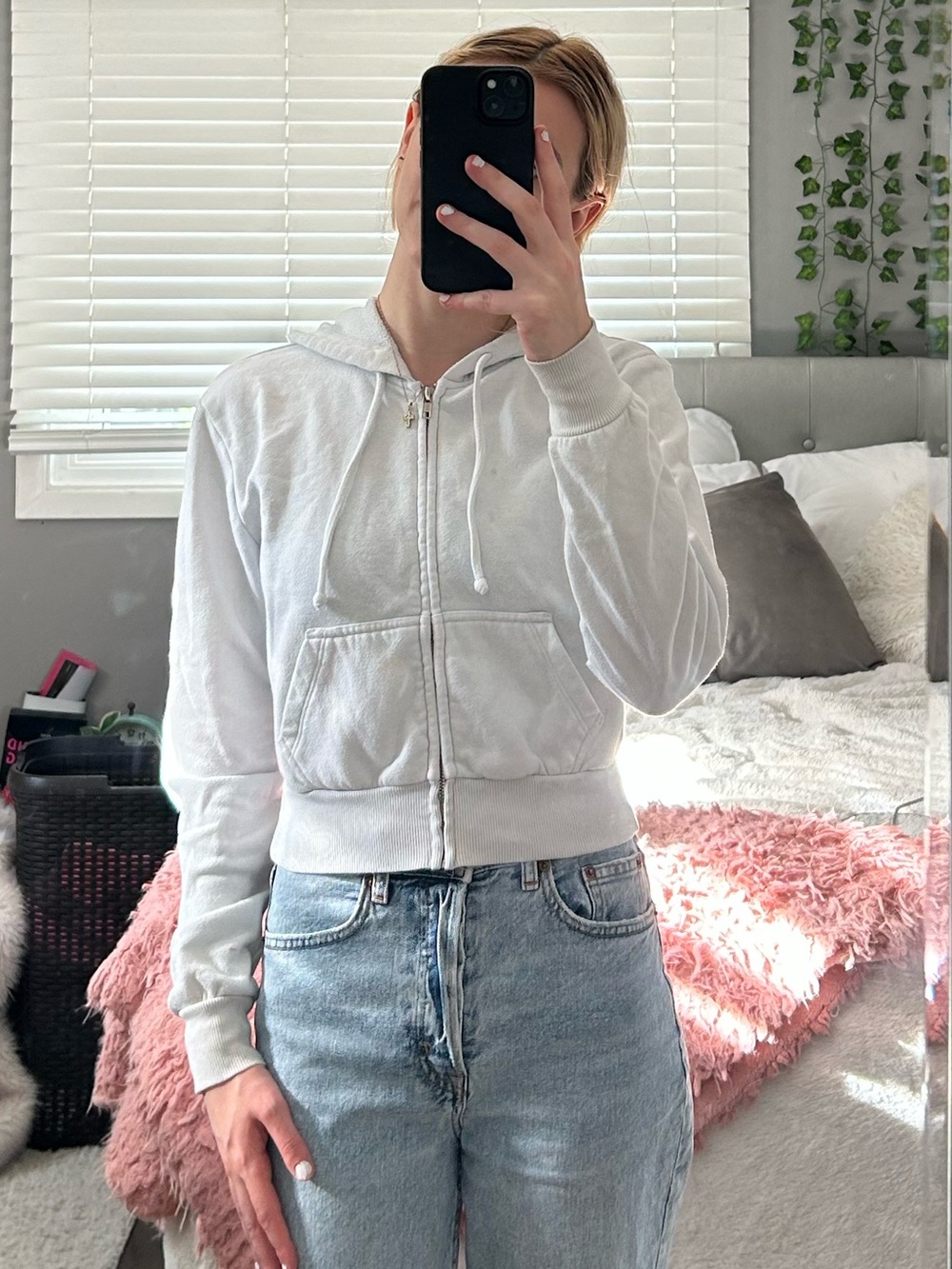 wild fable White Zip-Up Hoodie with Hood